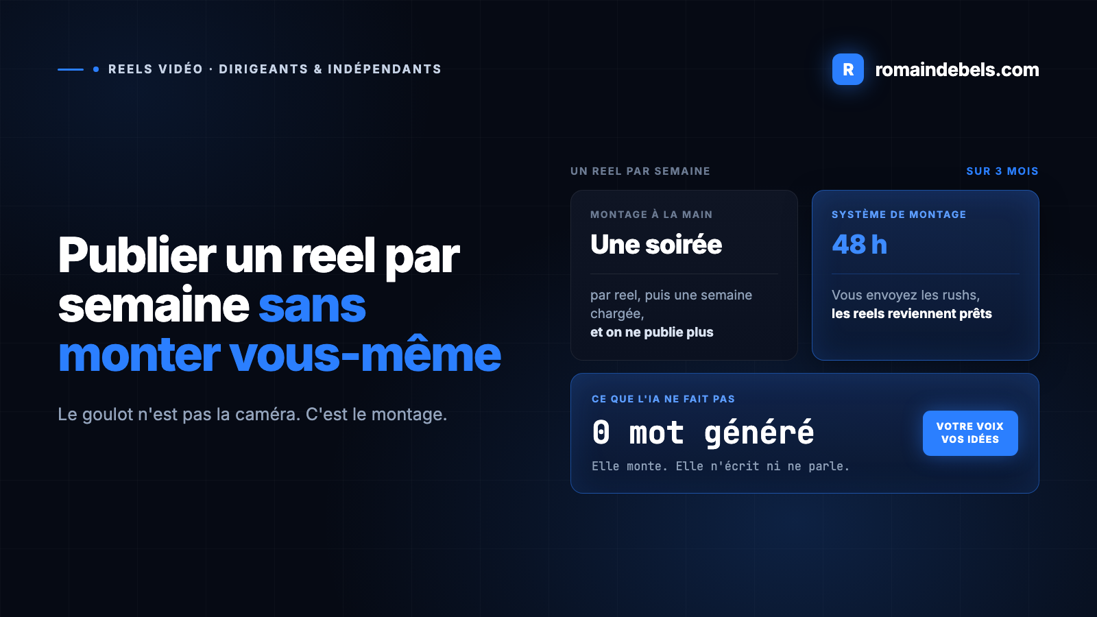 Reels vidéo : pourquoi vous ne publiez pas, et comment tenir un rythme sans monter vous-même